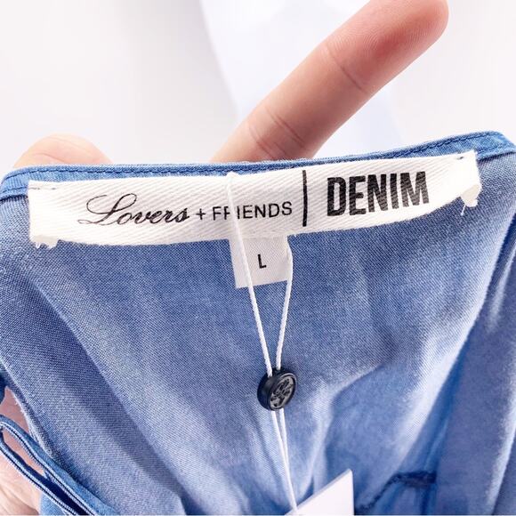 NEW Lovers + Friends Denim Jumpsuit Size Large - Picture 9 of 10